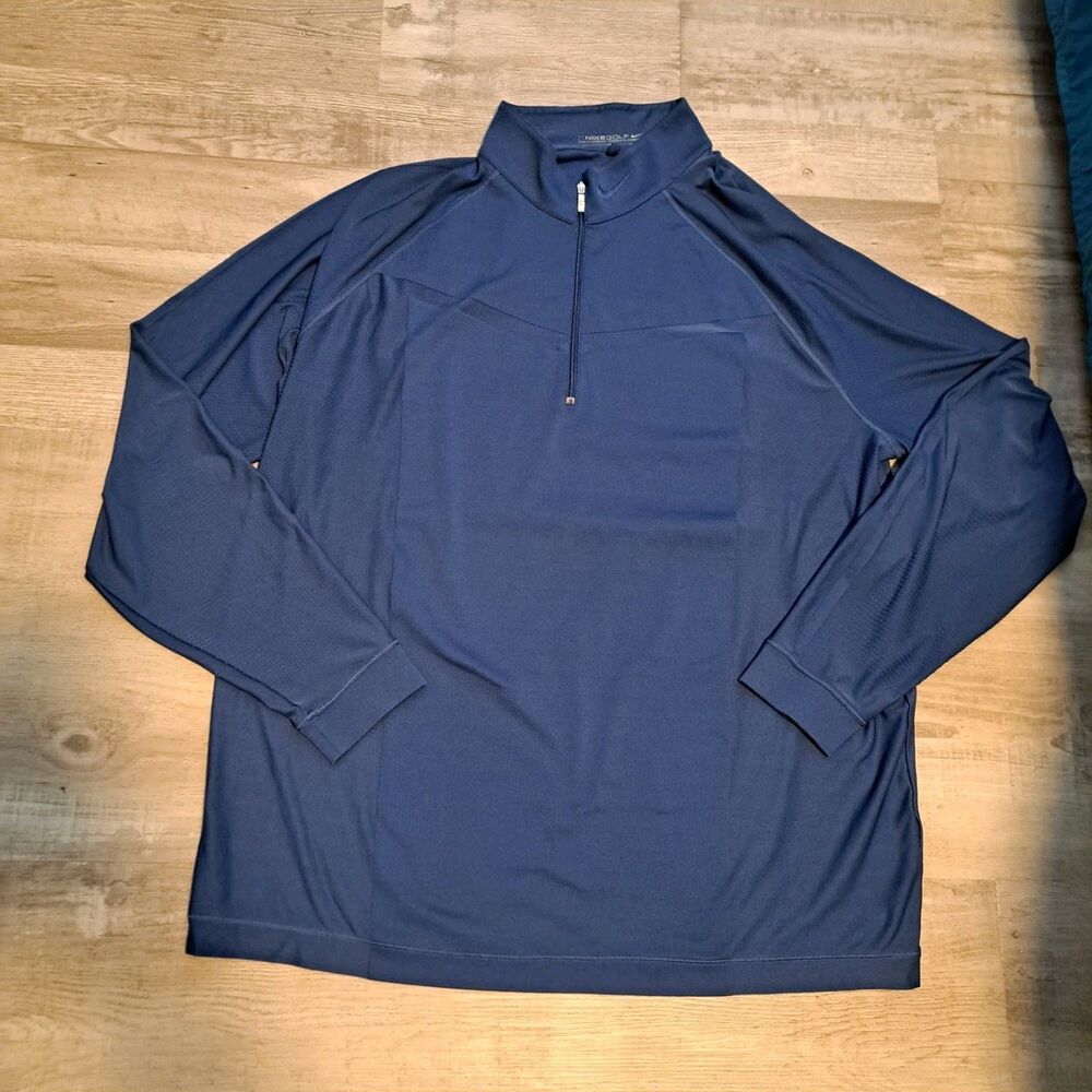 Nike Golf Pullover Mock‎ Neck Long Sleeve Mens XL Blue Dri Fit Swoosh
